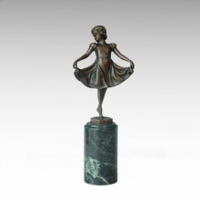 Kinder Figur Statue Rock Mädchen Bronze Skulptur TPE-697